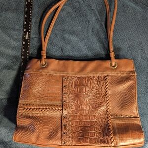 Elegant Brown Patchwork Shoulder Bag
